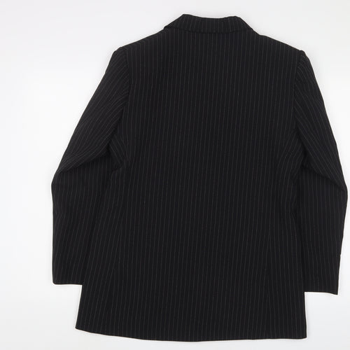 For Women Womens Black Striped Jacket Blazer Size 14 Button