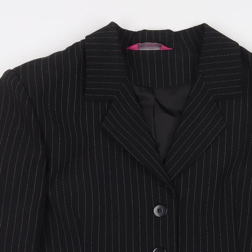 For Women Womens Black Striped Jacket Blazer Size 14 Button
