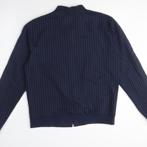 River Island Women Blue Striped Bomber Jacket Size S