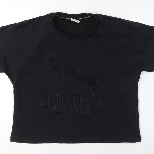 Puma Unisex Black Cotton T-Shirt, Short Sleeve, Size S