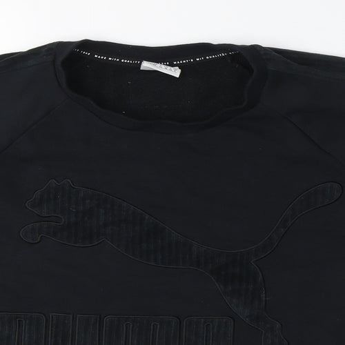 Puma Unisex Black Cotton T-Shirt, Short Sleeve, Size S