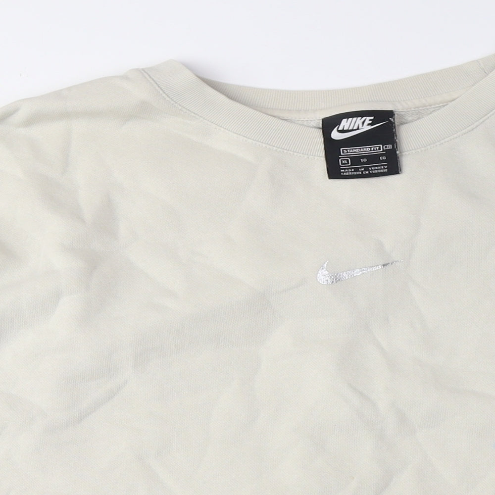 Nike Ivory Unisex Sweatshirt Size 10 Logo Detail