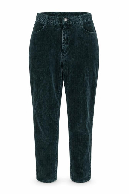 Front view of Cobra women’s green cotton trousers, size UK 26, in, 28-inch leg regular zip