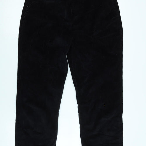 Cotton Traders Mens Black Cotton Blend Trousers Size 32 in L29 in Regular Zip