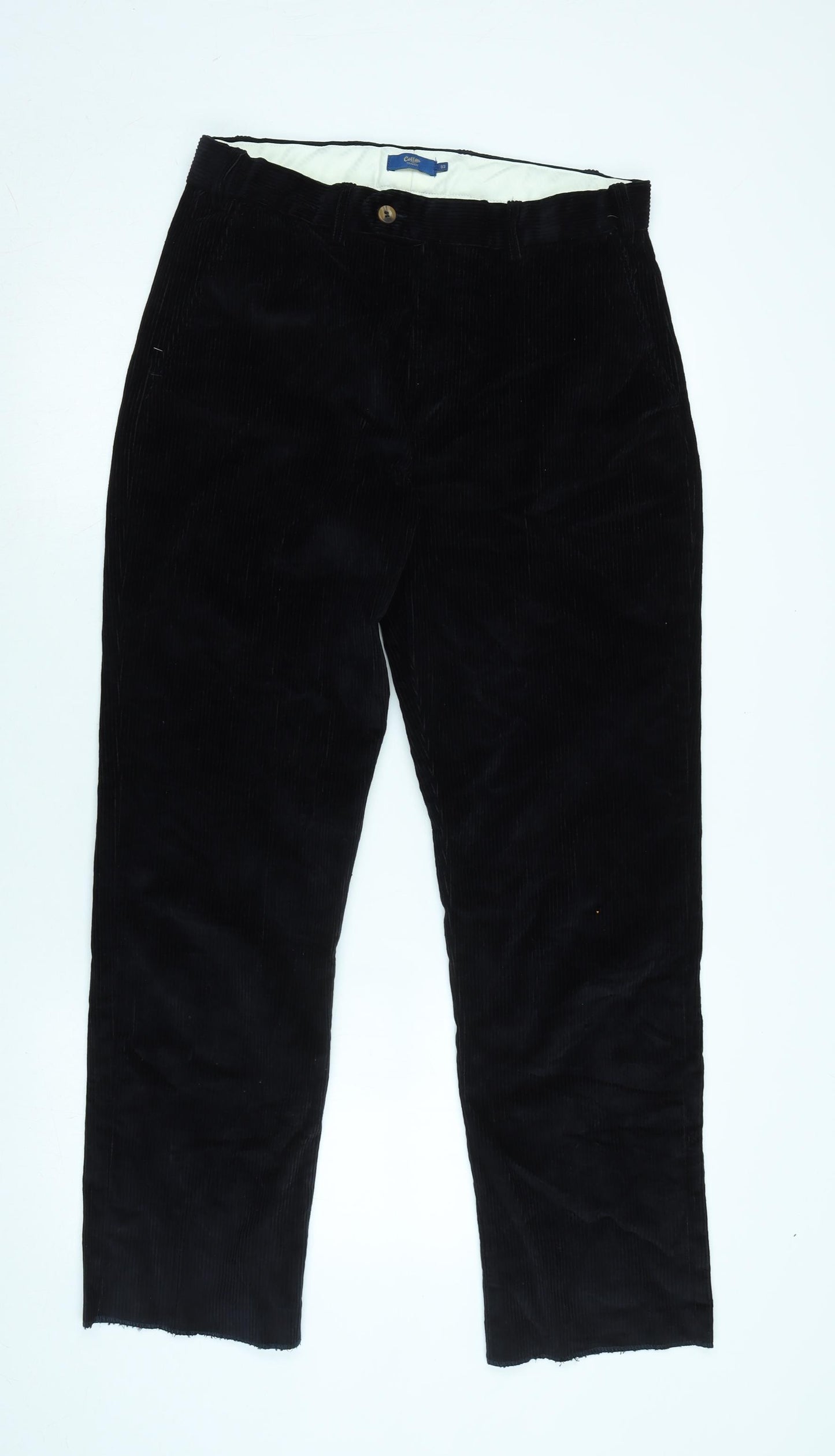 Cotton Traders Mens Black Cotton Blend Trousers Size 32 in L29 in Regular Zip