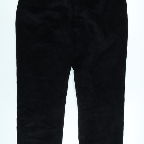 Cotton Traders Mens Black Cotton Blend Trousers Size 32 in L29 in Regular Zip