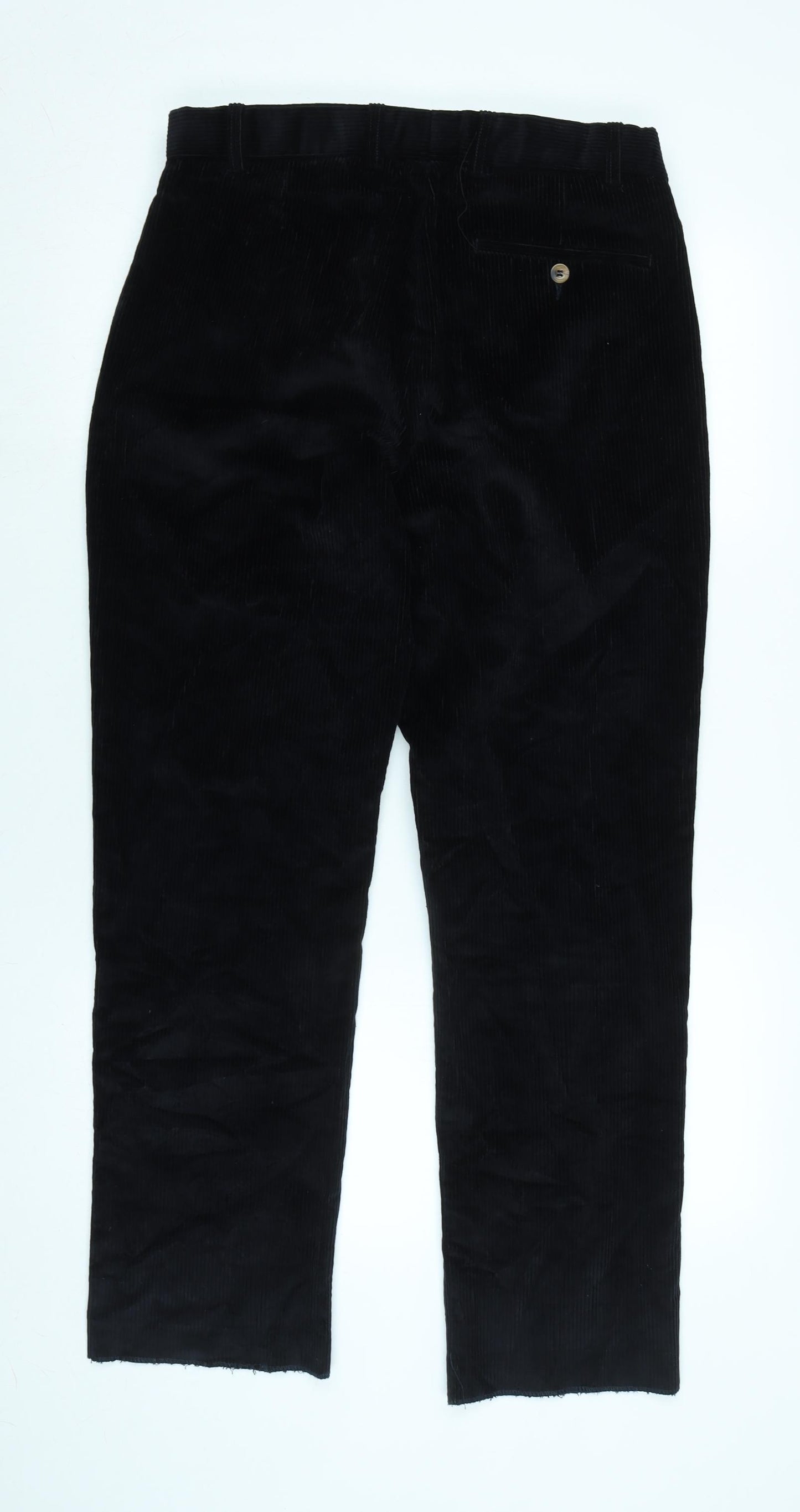 Cotton Traders Mens Black Cotton Blend Trousers Size 32 in L29 in Regular Zip