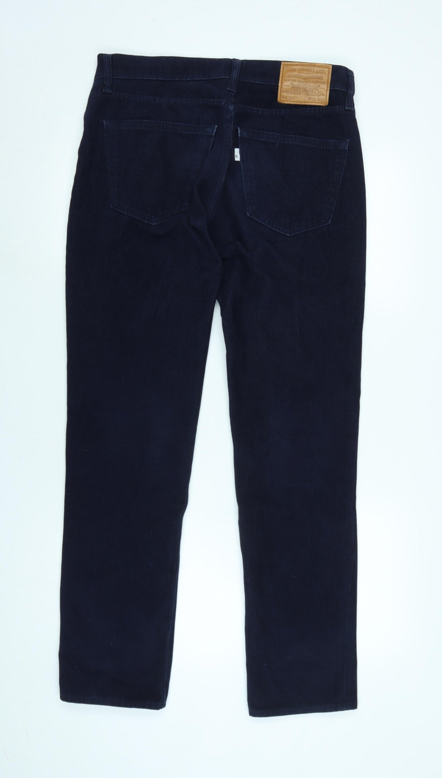 Levi's Mens Blue Cotton Blend Trousers Size 32 in L31 in Regular Zip