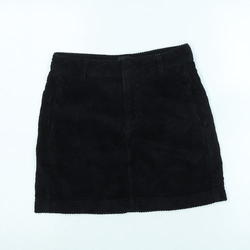 BDG Womens Black Cotton Blend A-Line Skirt Size XS Zip