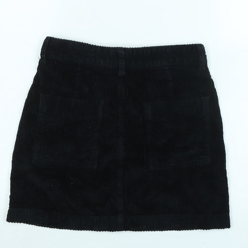 BDG Womens Black Cotton Blend A-Line Skirt Size XS Zip