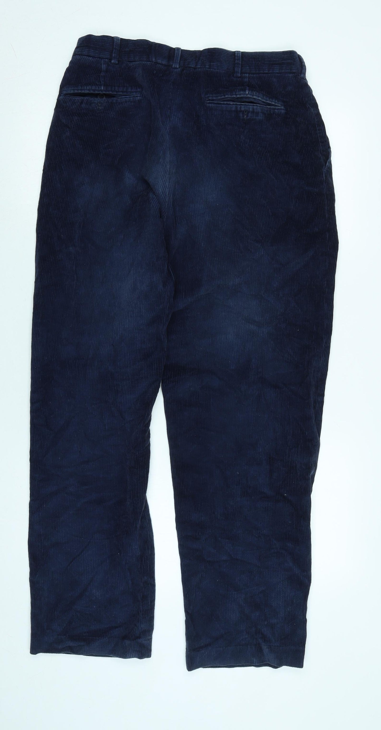 lands end Mens Blue Elastane Trousers Size 30 in L32 in Regular Zip