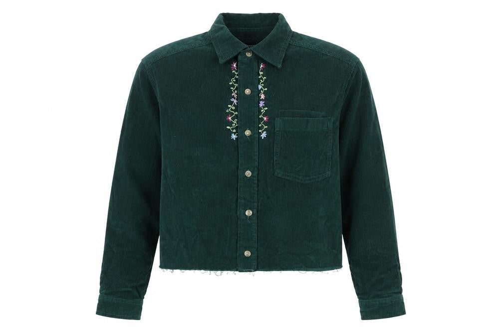 Cotton Traders Womens Green Cotton Blend Basic Blouse Size XS Collared - Raw Hem