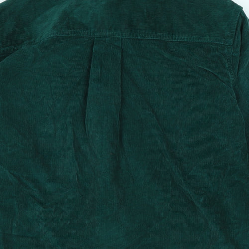 Cotton Traders Womens Green Cotton Blend Basic Blouse Size XS Collared - Raw Hem