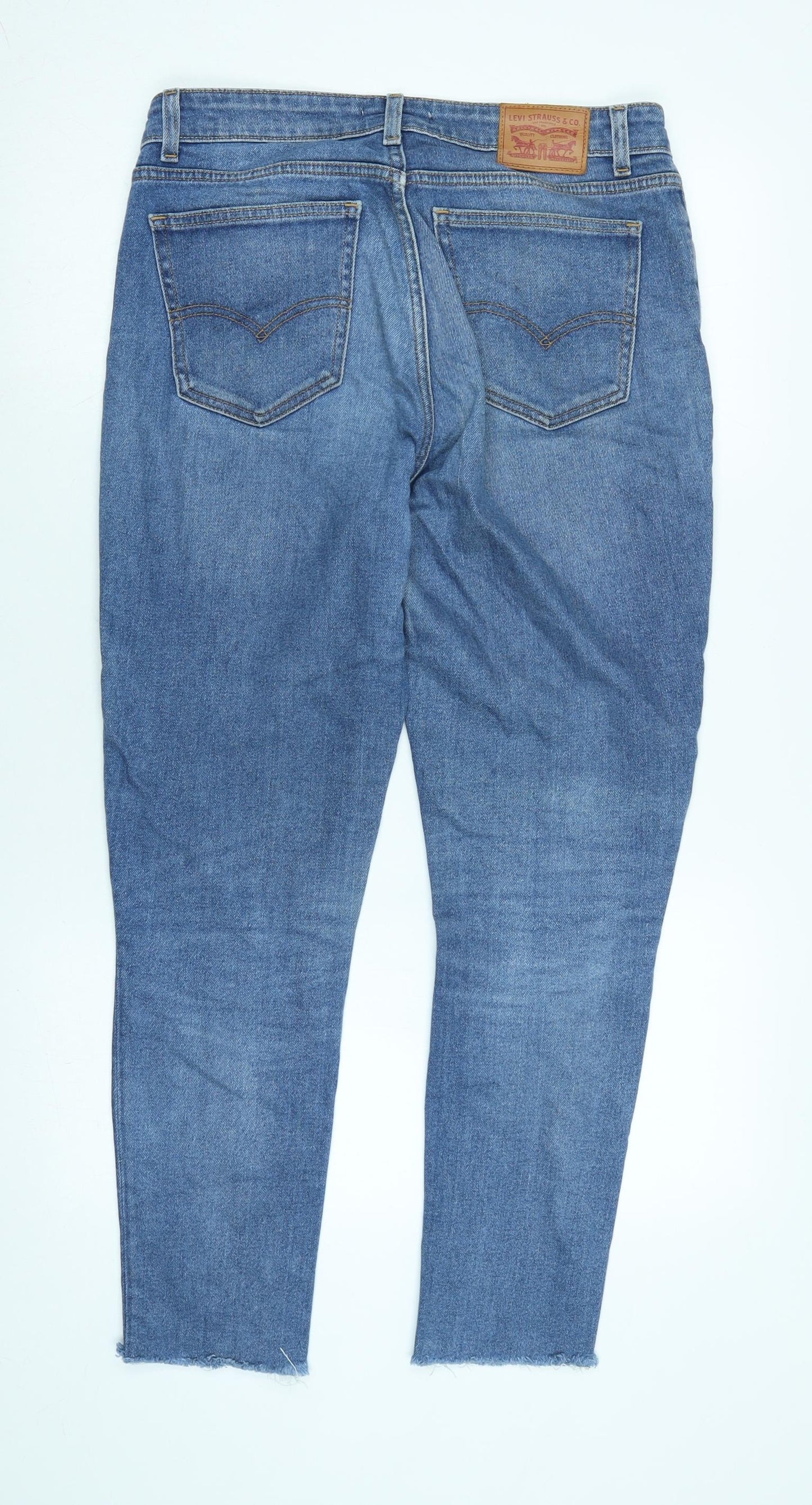 Levis Womens Blue Cotton Blend Tapered Jeans Size 32 in L27 in Regular Zip - 721 vintage