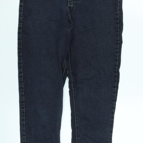 Zara Womens Blue Cotton Blend Tapered Jeans Size 14 L27 in Regular Zip