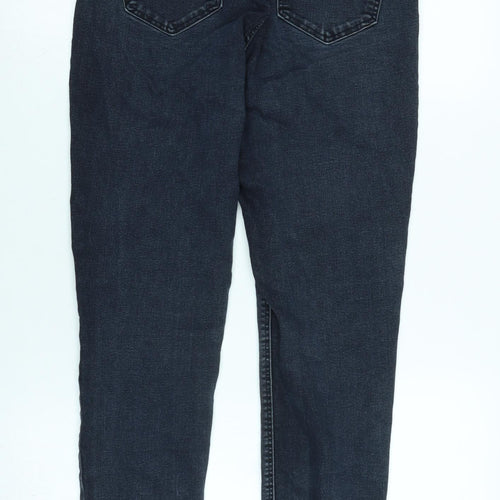 Zara Womens Blue Cotton Blend Tapered Jeans Size 14 L27 in Regular Zip