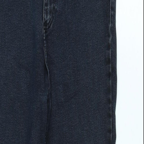 Zara Womens Blue Cotton Blend Tapered Jeans Size 14 L27 in Regular Zip