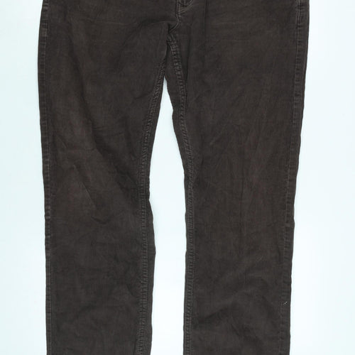 Crew Clothing Mens Brown Cotton Blend Trousers Size 34 in L34 in Regular Zip