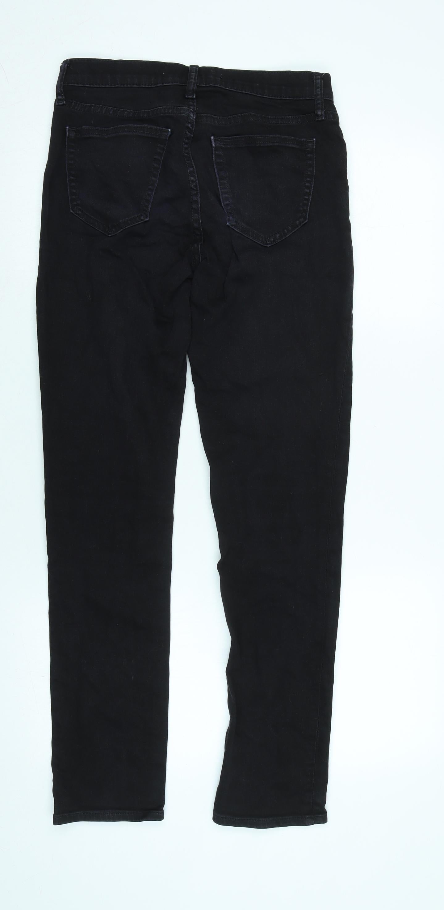 Gap Womens Black Cotton Blend Straight Jeans Size 28 in L29 in Regular Zip