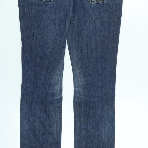 Lee Womens Blue Cotton Blend Straight Jeans Size 28 in L29 in Regular Zip