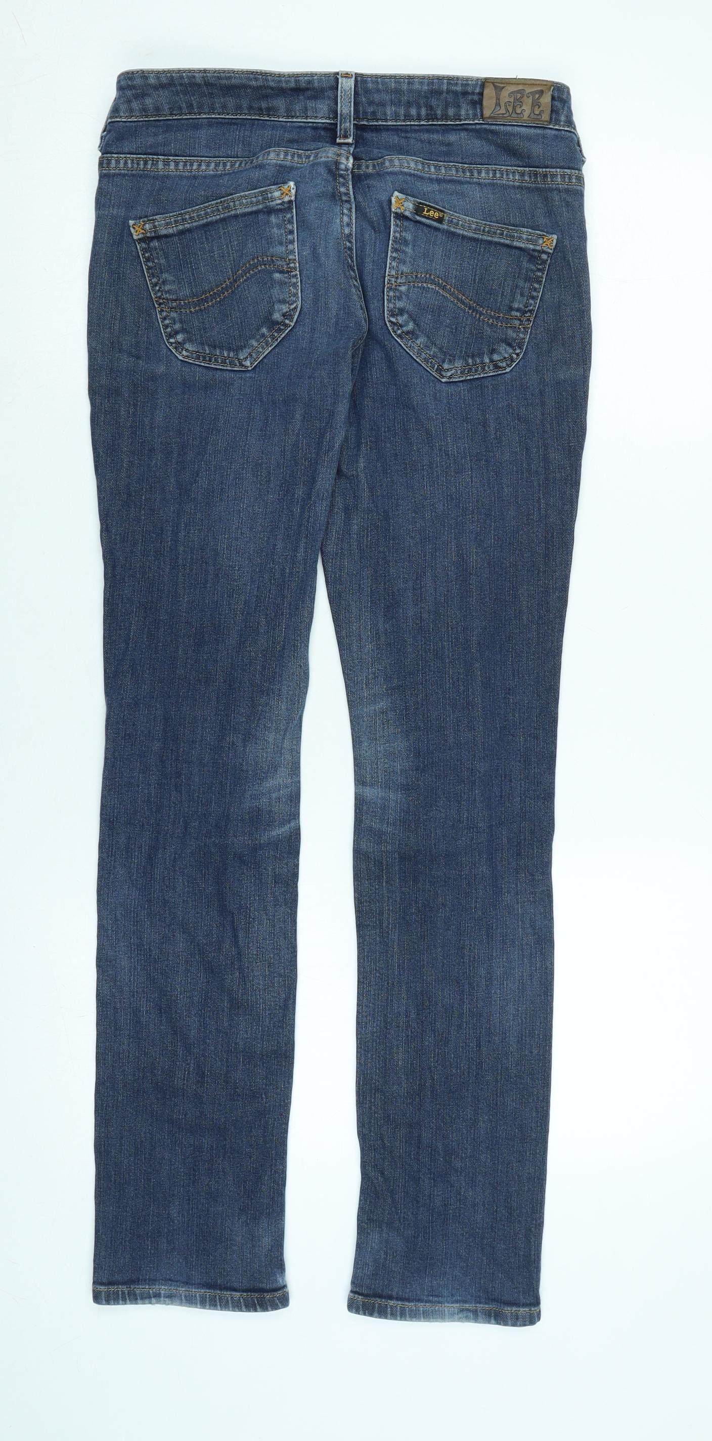 Lee Womens Blue Cotton Blend Straight Jeans Size 28 in L29 in Regular Zip