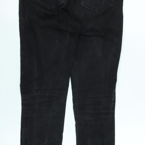 Monki Womens Black Cotton Blend Tapered Jeans Size 26 in L29 in Regular Zip - Raw Hem