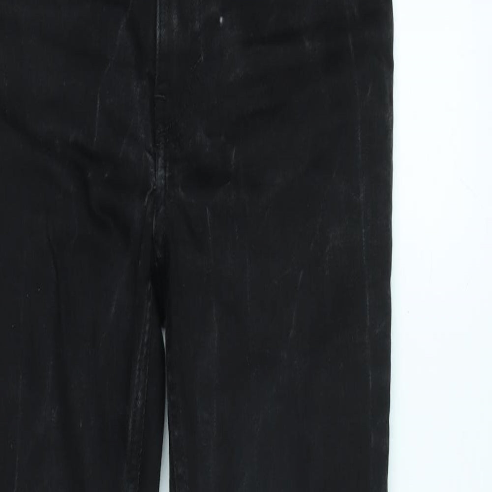 Monki Womens Black Cotton Blend Tapered Jeans Size 26 in L29 in Regular Zip - Raw Hem