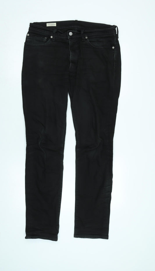 Levis Mens Black Cotton Blend Straight Jeans Size 32 in L31 in Regular Zip - Logo