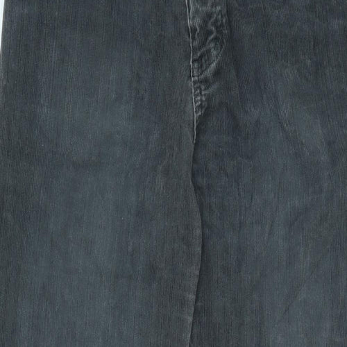 Marks and Spencer Womens Grey Cotton Blend Trousers Size 12 L33 in Regular Zip