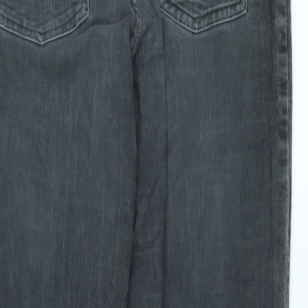 Marks and Spencer Womens Grey Cotton Blend Trousers Size 12 L33 in Regular Zip