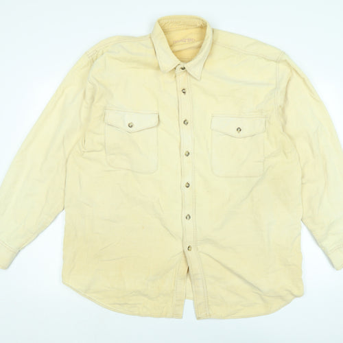 hamshead Mens Yellow Cotton Blend Button-Up Size 2XL Collared Button