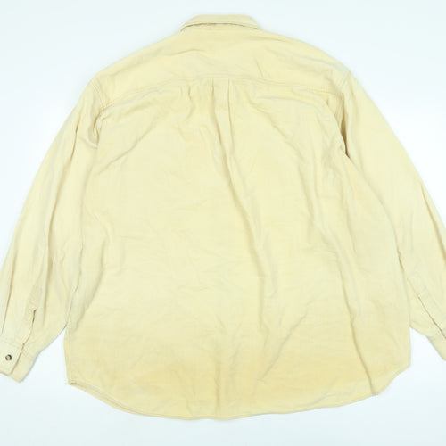 hamshead Mens Yellow Cotton Blend Button-Up Size 2XL Collared Button