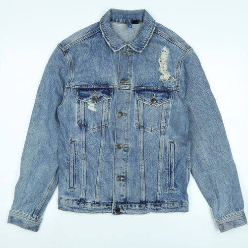 Divided Mens Blue Jacket Size S Button - Distressed