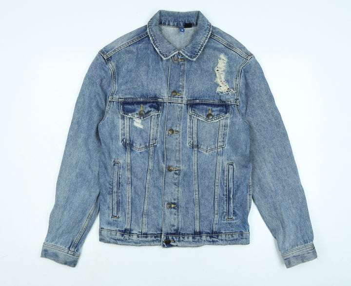 Divided Mens Blue Jacket Size S Button - Distressed