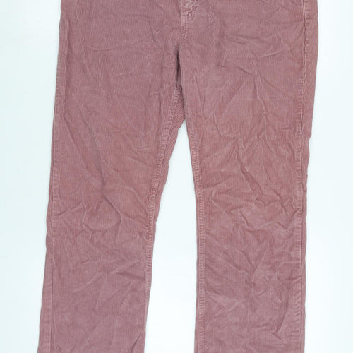 United Colors of Benetton Womens Pink Cotton Blend Trousers Size 30 in L31 in Regular Zip