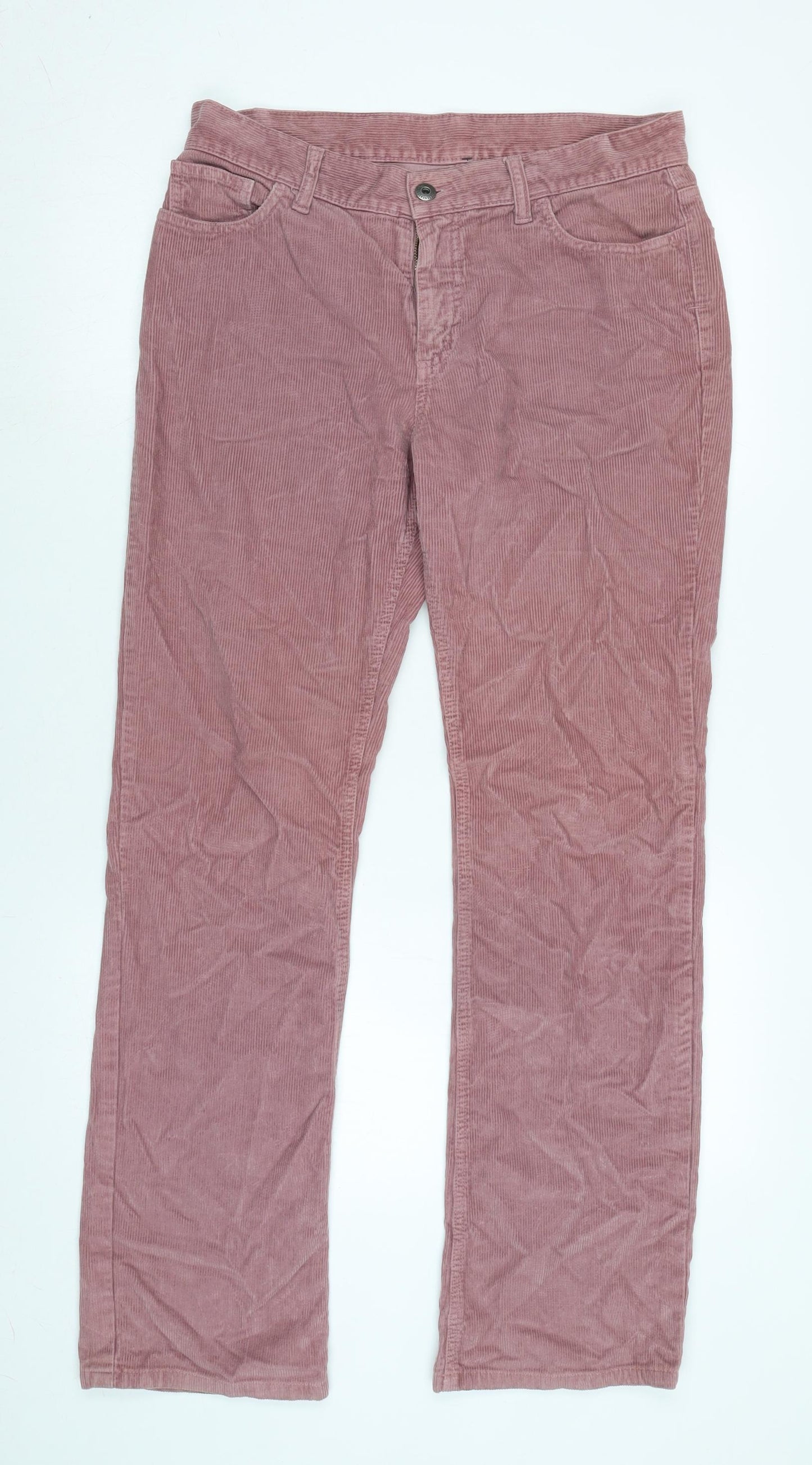 United Colors of Benetton Womens Pink Cotton Blend Trousers Size 30 in L31 in Regular Zip