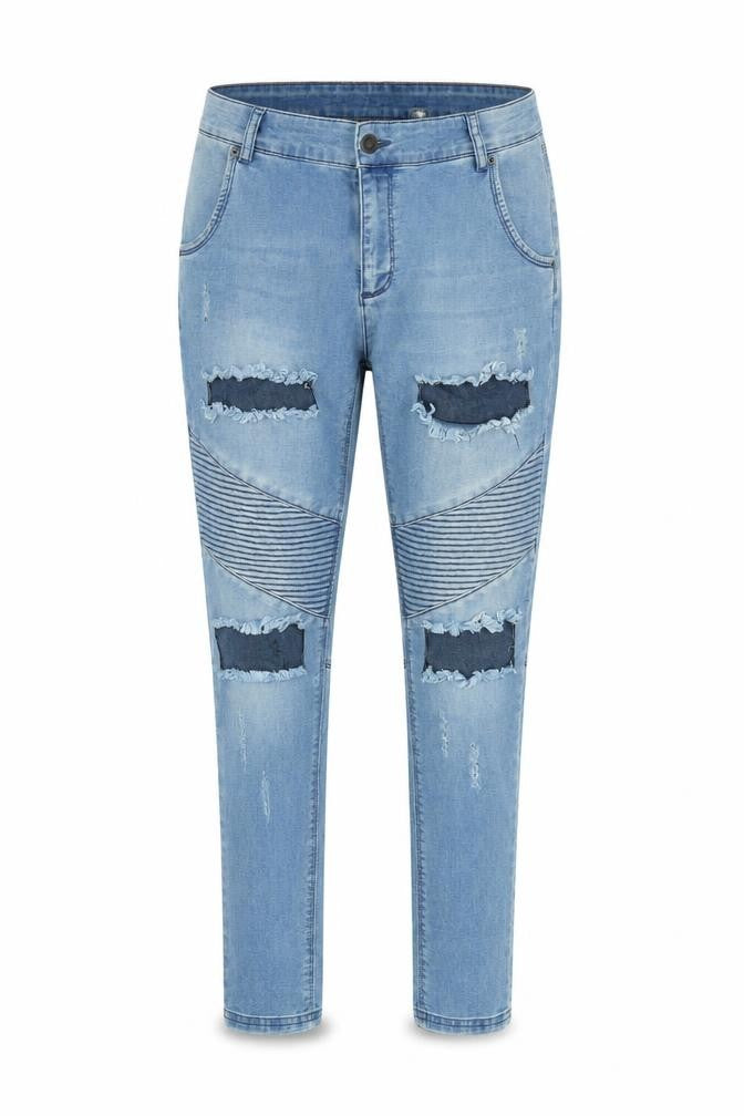 silksilk Womens Blue Cotton Blend Tapered Jeans Size L L27 in Regular Zip