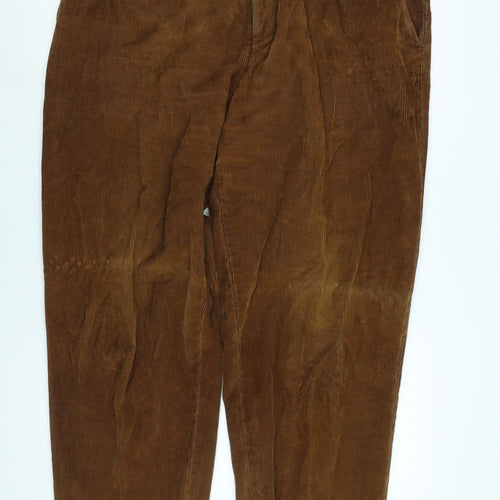 Racing Green Mens Brown Cotton Trousers Size 36 in L31 in Regular Zip