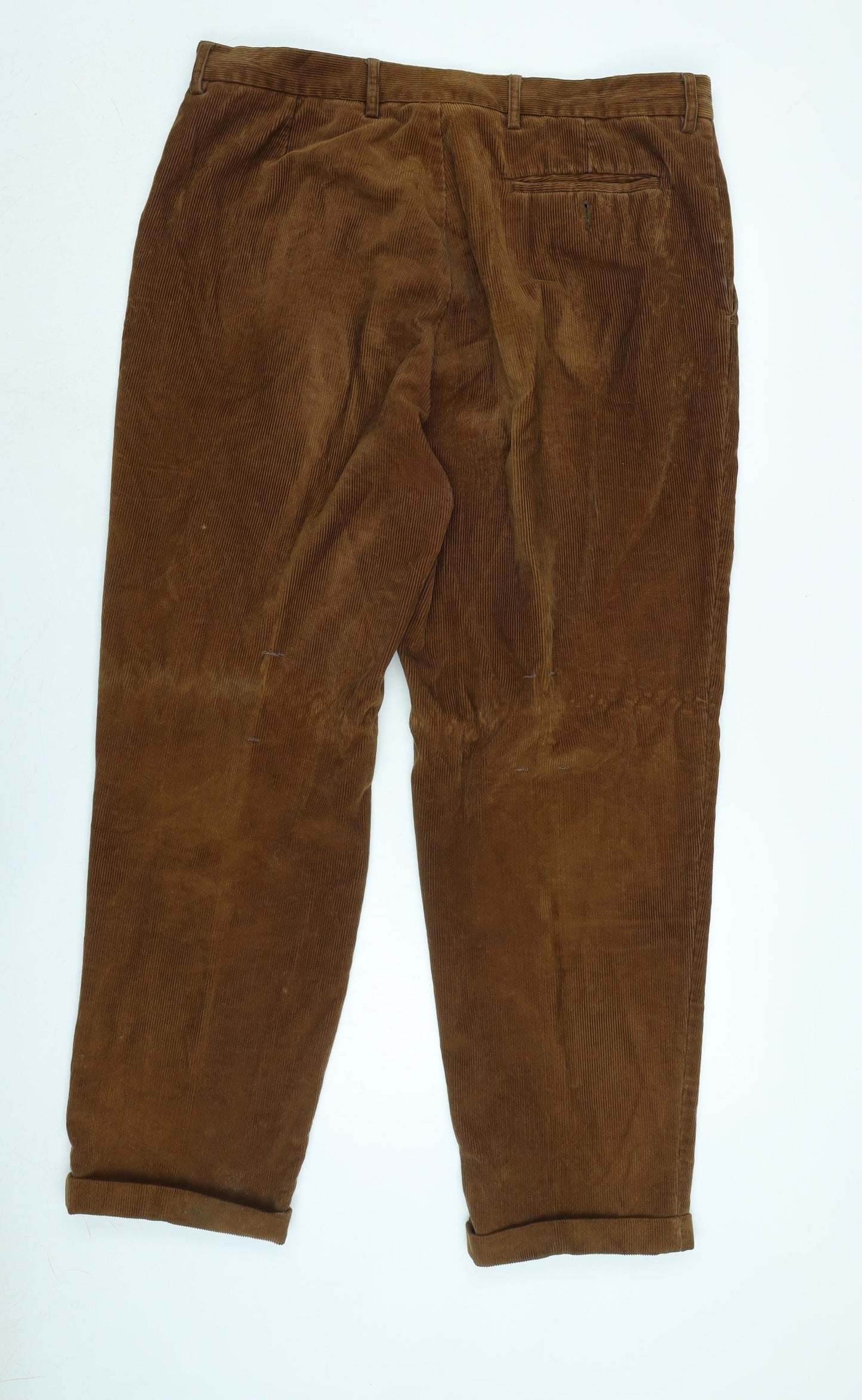 Racing Green Mens Brown Cotton Trousers Size 36 in L31 in Regular Zip