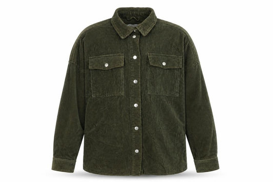 Front view of Topshop women’s green jacket, size UK 8, button