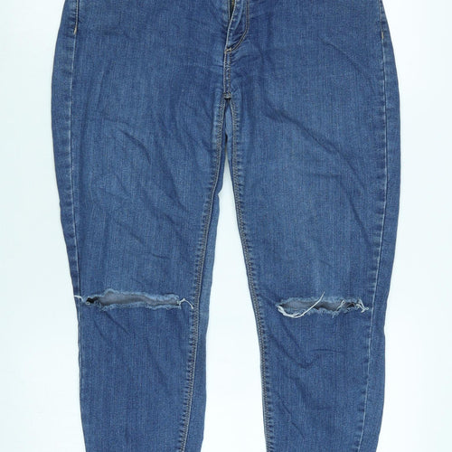 Tiffosi Womens Blue Cotton Blend Tapered Jeans Size 26 in L26 in Regular Zip - Distressed- Raw hem.