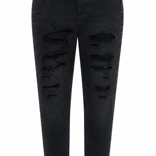 silksilk Womens Black Cotton Blend Tapered Jeans Size L L29 in Regular Zip - Zip detail to legs