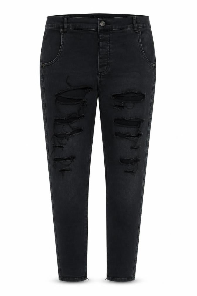 silksilk Womens Black Cotton Blend Tapered Jeans Size L L29 in Regular Zip - Zip detail to legs