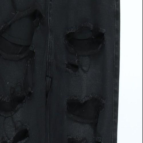 silksilk Womens Black Cotton Blend Tapered Jeans Size L L29 in Regular Zip - Zip detail to legs