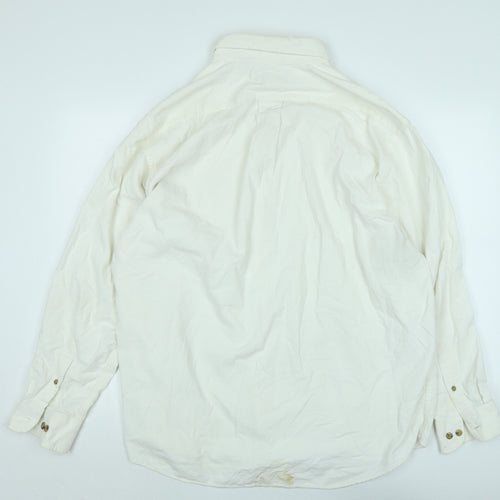 Roundtree & Yorke Mens Ivory Cotton Blend Button-Up Size XL Collared Button