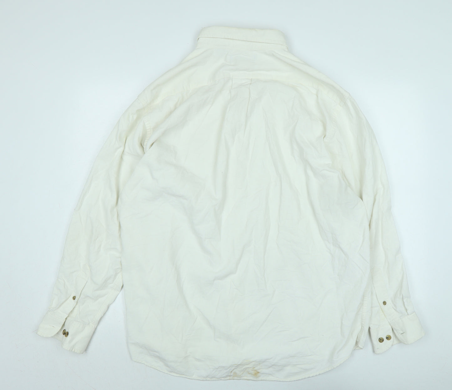Roundtree & Yorke Mens Ivory Cotton Blend Button-Up Size XL Collared Button