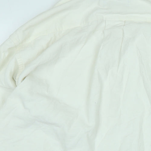 Roundtree & Yorke Mens Ivory Cotton Blend Button-Up Size XL Collared Button