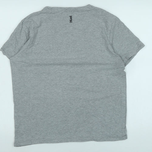 Huel Mens Grey Cotton T-Shirt Size XL Crew Neck - HUEL