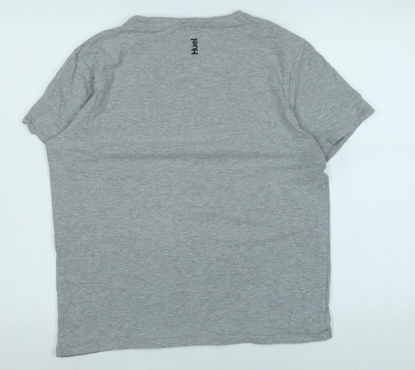 Huel Mens Grey Cotton T-Shirt Size XL Crew Neck - HUEL