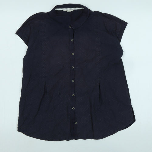 White Stuff Womens Blue Cotton Basic Blouse Size 12 Collared